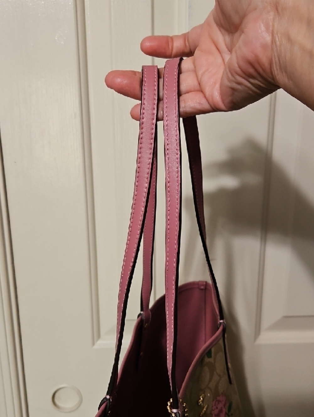 Coach EUC Signature City Tote Floral with Pink Trim, Reversible - Picture 4 of 13